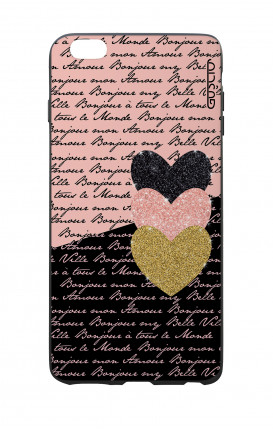 Cover Bicomponente Apple iPhone 6 Plus - Scritte e Cuori rosa nero