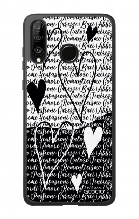 Huawei P30Lite WHT Two-Component Cover - Black & White Writings