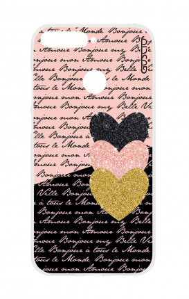 Cover TPU HUAWEI P SMART - Scritte e Cuori rosa nero