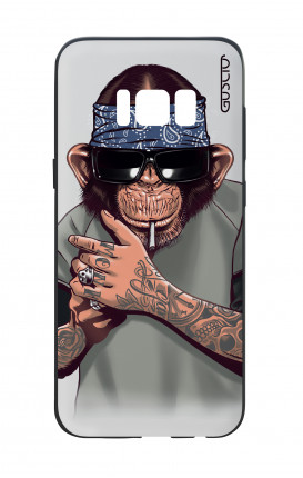 Samsung S8 Plus White Two-Component Cover - Chimp with bandana