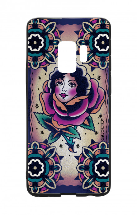 Cover Bicomponente Samsung S9 - Old school Tattoo rose&girl