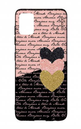 Cover Bicomponente Samsung A51/A31s - Scritte e Cuori rosa nero