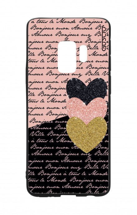 Samsung S9 WHT Two-Component Cover - Hearts on words
