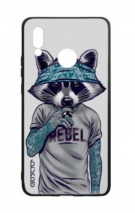 Huawei P20Lite WHT Two-Component Cover - Raccoon with bandana
