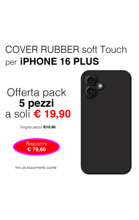 PACK 5 Cover Rubber Soft Touch iPhone 16 PLUS