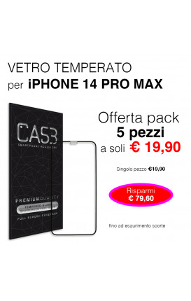 PACK 5 Vetro Temperato iPhone 14 PRO MAX