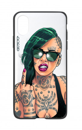 Cover Bicomponente Apple iPhone XS MAX - Ragazza capelli verdi bianco