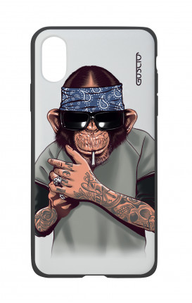 Apple iPhone X White Two-Component Cover - Chimp with bandana