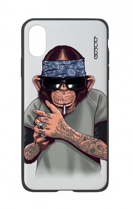 Apple iPhone X White Two-Component Cover - Chimp with bandana