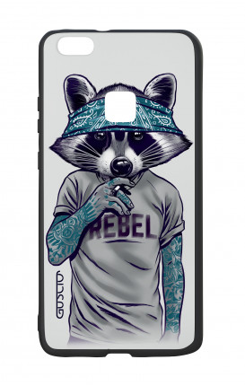 Huawei P10Lite White Two-Component Cover - Raccoon with bandana