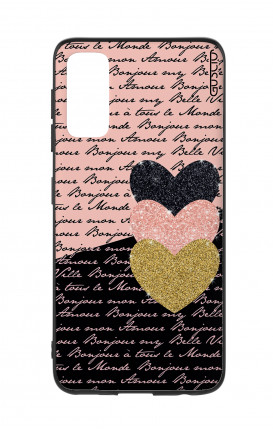 Cover Bicomponente Samsung S20 - Scritte e Cuori rosa nero