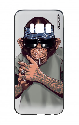 Samsung S8 White Two-Component Cover - Chimp with bandana
