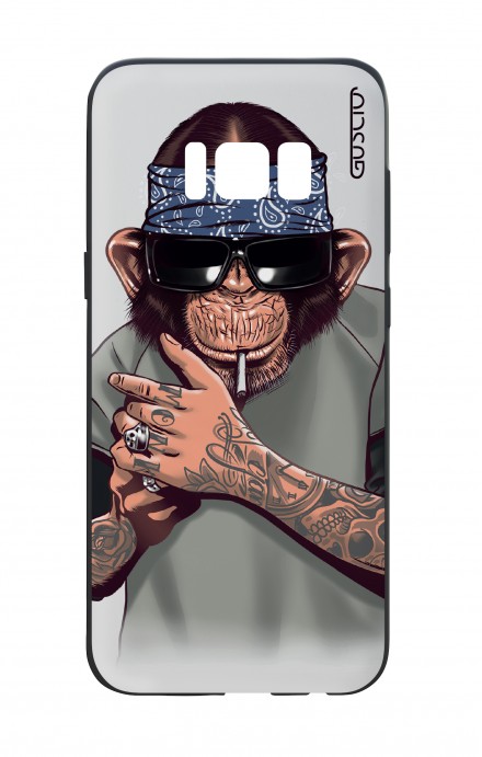 Samsung S8 White Two-Component Cover - Chimp with bandana