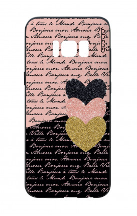 Cover Bicomponente Samsung S8 - Scritte e Cuori rosa nero