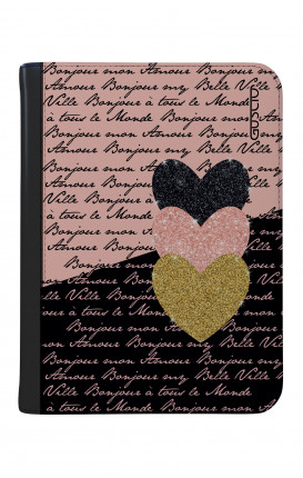 Cover Universal Tablet Case per 9/10" display - Scritte e Cuori rosa nero