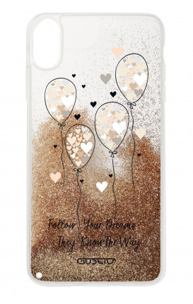 Cover GLITTER Liquid Apple iphone XS MAX GLD - Balloons & Hearts