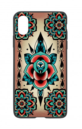 Apple iPh XS MAX WHT Two-Component Cover - Old School Tattoo Rose