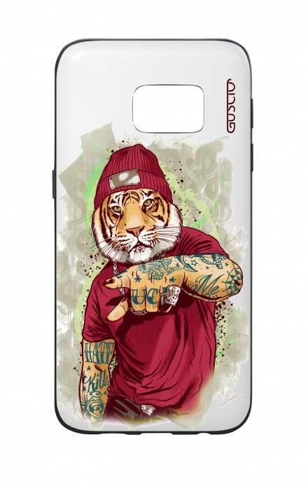 Cover Bicomponente Samsung S7  - Tigre Hip Hop bianco