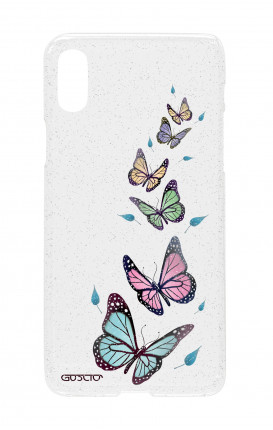 Cover GLITTER SOFT Apple iPhone XR TRS - Farfalle e foglie trasparente