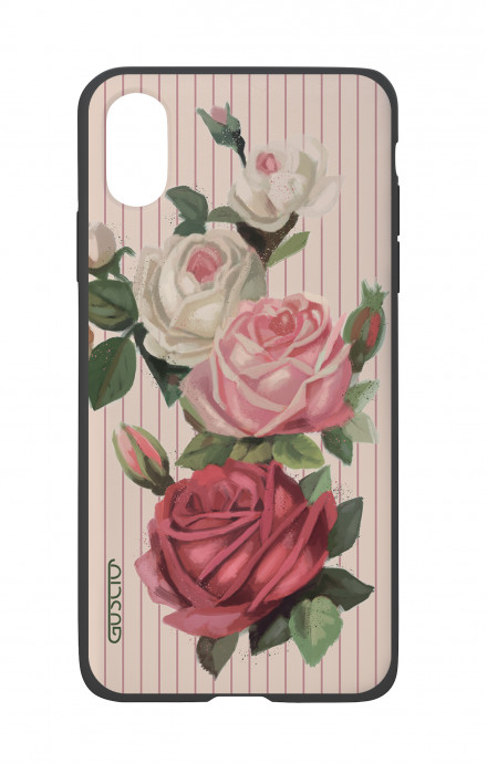 Apple iPhone X White Two-Component Cover - Roses and stripes