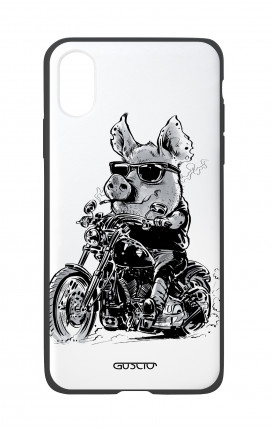 Apple iPhone X White Two-Component Cover - Biker Pig