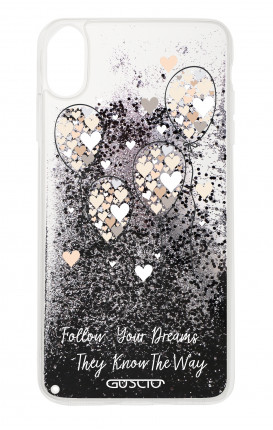 Cover GLITTER Liquid Apple iphone XS MAX BLK - Balloons & Hearts