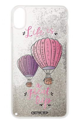 Cover GLITTER Liquid Apple iPhone XS MAX SILVER - Mongolfiere
