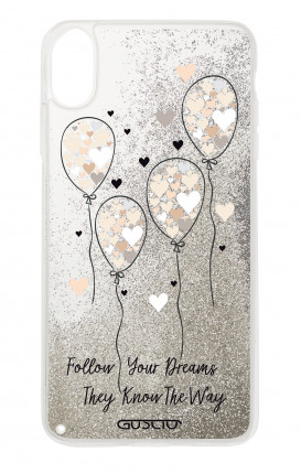 Cover GLITTER Liquid Apple iphone XS MAX SLV - Balloons & Hearts