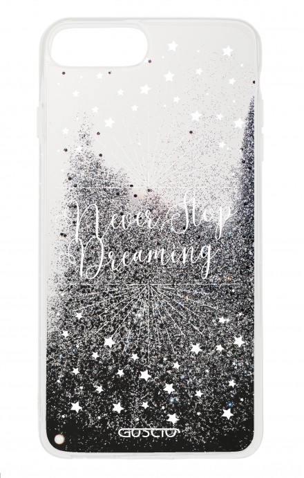 Cover GLITTER Liquid Apple iPhone 6/6s/7/8 Plus BLACK - Never Stop Dreaming