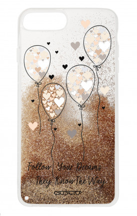 Cover GLITTER Liquid Apple iphone 7/8Plus GLD - Balloons & Hearts