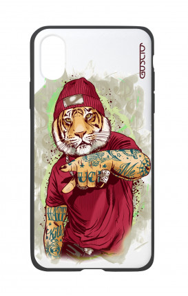 Cover Bicomponente Apple iPhone XS MAX - Tigre Hip Hop bianco