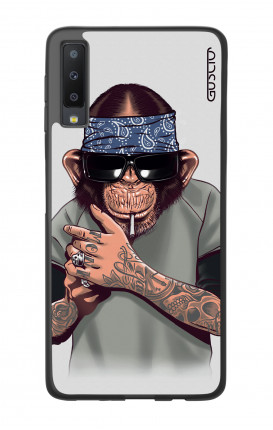 Samsung A7 2018 WHT Two-Component Cover - Chimp with bandana