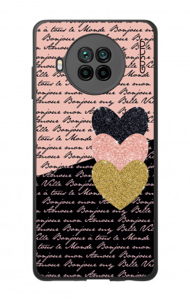 Cover Bicomponente Xiaomi MI 10T LITE - Scritte e Cuori rosa nero