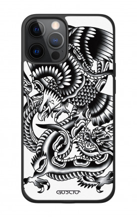 Cover Bicomponente Apple iPhone 12 PRO MAX - Japan Tattoo B&W