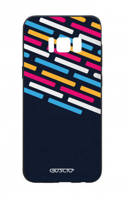 Samsung S8 Plus White Two-Component Cover - Stripes on Dark Blue