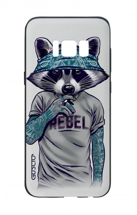 Samsung S8 White Two-Component Cover - Raccoon with bandana