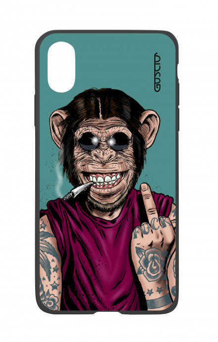 Apple iPhone X White Two-Component Cover - Monkey's always Happy