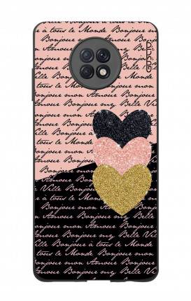 Cover Bicomponente Xiaomi Redmi Note 9T 5G - Scritte e Cuori rosa nero