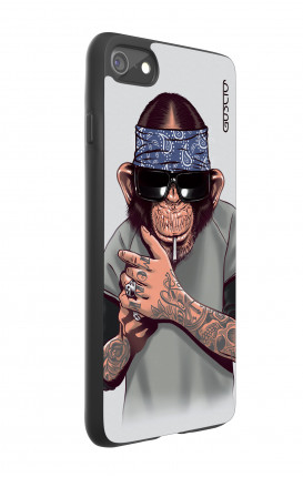 Apple iPhone 7/8 White Two-Component Cover - Chimp with bandana