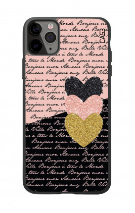 Cover Bicomponente Apple iPhone 11 PRO - Scritte e Cuori rosa nero