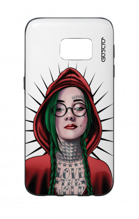 Cover Bicomponente Samsung S7  - Cappuccio rosso tatuata bianco