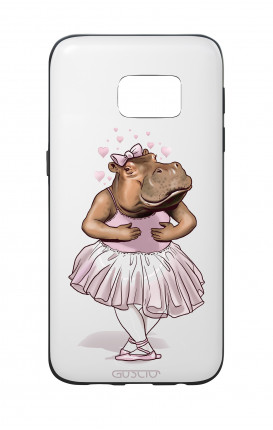 Cover Bicomponente Samsung S7  - Ippopotamo ballerina bianco