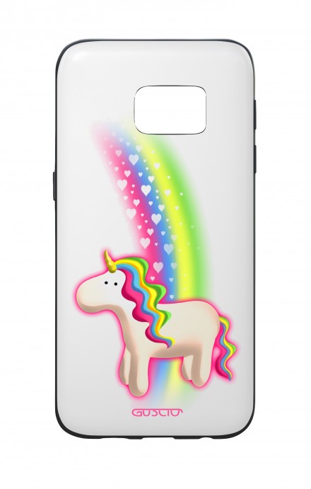 Cover Bicomponente Samsung S7  - Unicorno e arcobaleno bianco