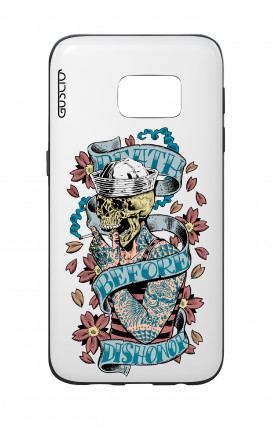 Cover Bicomponente Samsung S7  - Death before dishonor bianco