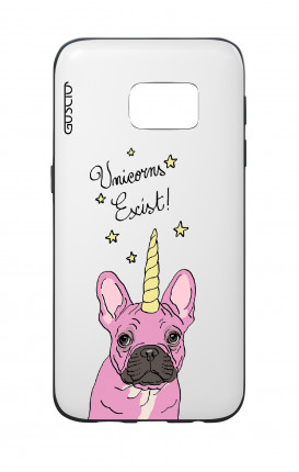 Cover Bicomponente Samsung S7  - Unicorns Exist bianco