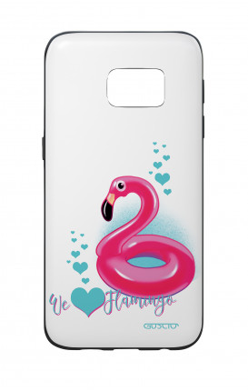 Samsung S7 WHT Two-Component Cover - We Love Flamingo