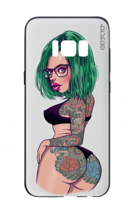 Samsung S8 White Two-Component Cover - Tattooed Girl Green