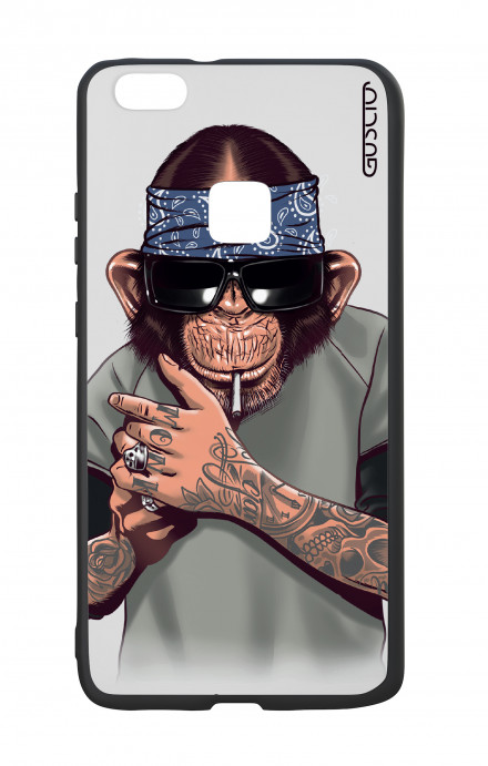 Huawei P9Lite White Two-Component Cover - Chimp with bandana