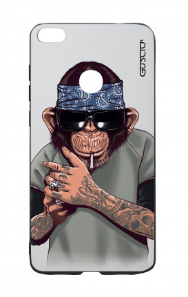 Huawei P8Lite 2017 White Two-Component Cover - Chimp with bandana