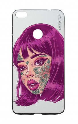 Huawei P8Lite 2017 White Two-Component Cover - Tattooed Girl face